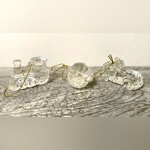 Clear mini automotive ornaments train, blimp, car